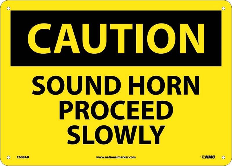 CAUTION SOUND HORN PLASTIC 10" X 14"