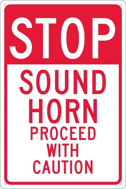 STOP SOUND HORN ALUMINUM 18" X 12"