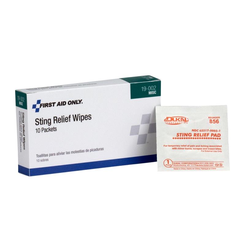 STING RELIEF WIPES 10/BX
