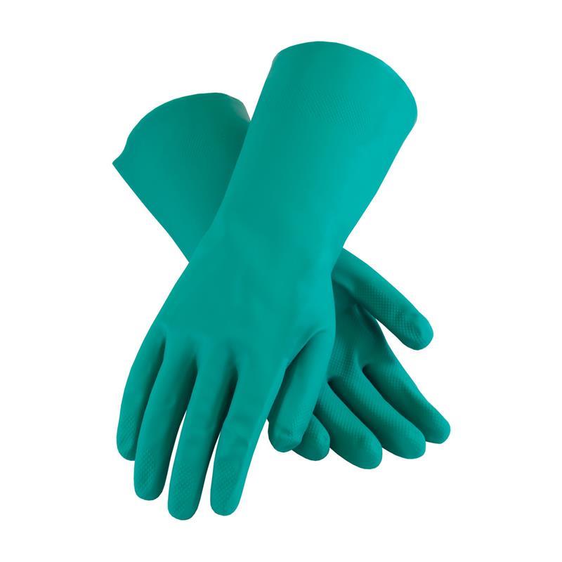 GREEN 13" UNLINED 15 MIL NITRILE GLOVES