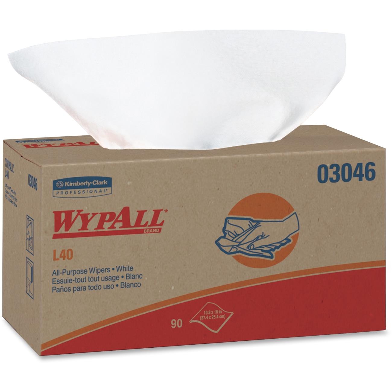 WYPALL L40 POP-UP BOX WHITE 90 WIPERS | WYPALL L40 | Broner Glove & Safety