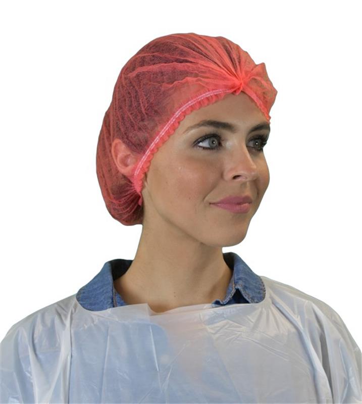 21" RED PLEATED POLY BOUFFANT 1000/CS