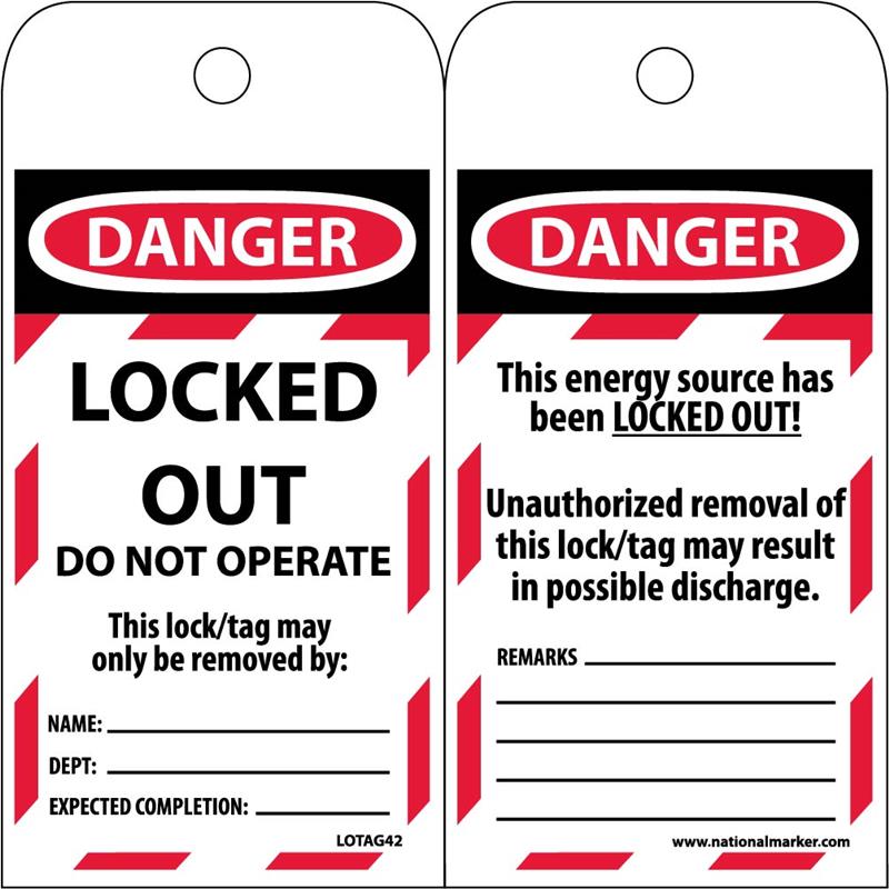 EZ PULL LOCKED OUT DO NOT OPERATE TAGS
