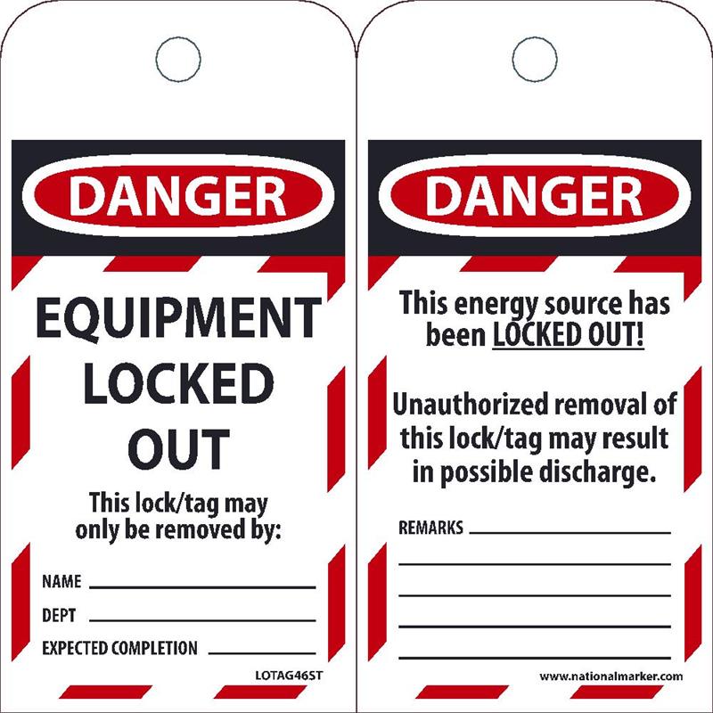 EZ PULL EQUIPMENT LOCKED OUT TAGS