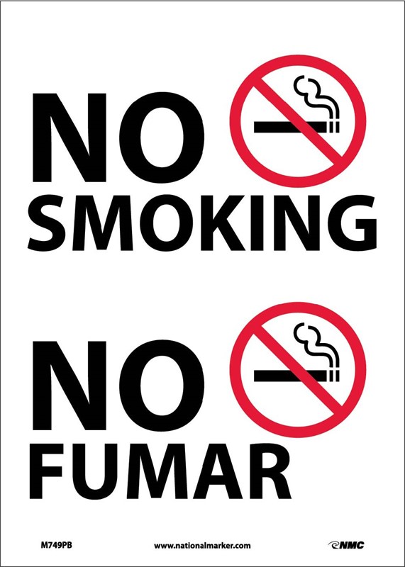 NO SMOKING SIGN BILINGUAL PLASTIC 14x10