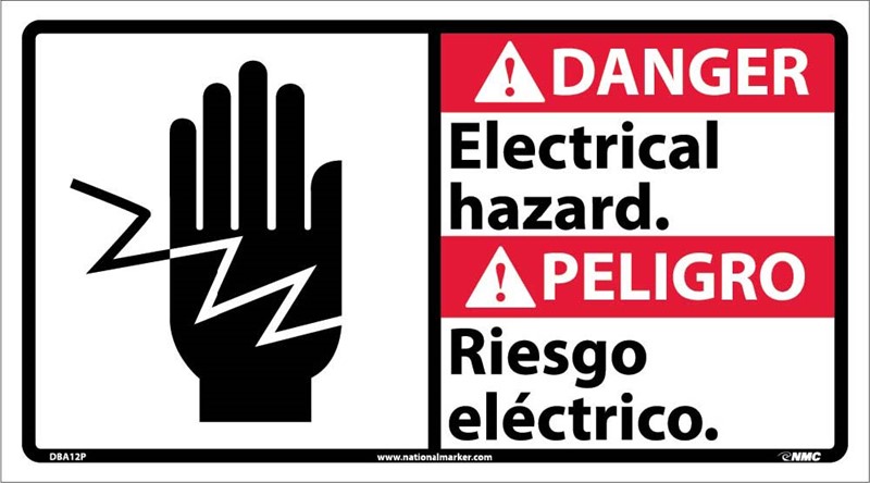 DANGER ELECTRICAL HAZARD BILINGUAL 10X18